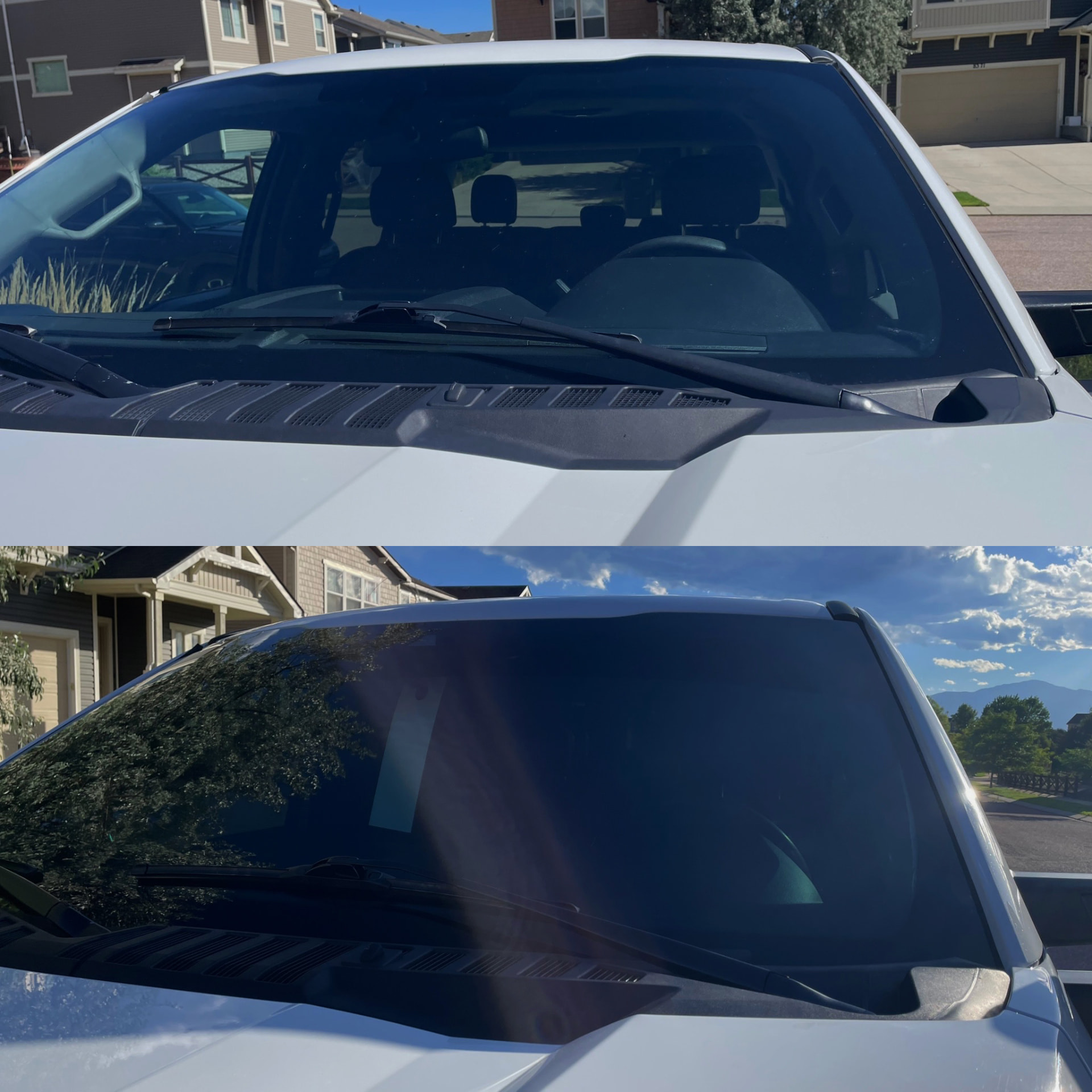 Tinted rear window on a vehicle after installation